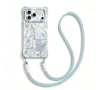 GodbTG Butterfly Phone Case for iPhone, Shockproof Cover with Wrist Strap (Blue 1,15 Plus)