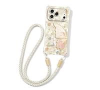 GodbTG Butterfly Phone Case for iPhone, Shockproof Cover with Wrist Strap (White 1,12 Pro)