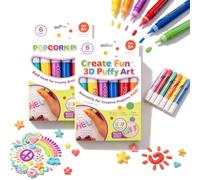 GodbTG Popcorn Puffy Pens, 3D Bubble Art Kit with 6 Colors for DIY Crafts