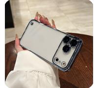 GodbTG Semi-Transparent Electroplated Phone Case for iPhone 17 16 15 14 13 12 11 PRO MAX Air Plus (Blue,14 PRO)