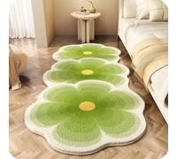 GodbTG Soft Irregular Flower Pattern Area Rug, Plush Floral Cartoon Rug with Wavy Edge, Non-Slip Washable Floor Mat for Bedroom, Living Room (#7,50 * 120cm)