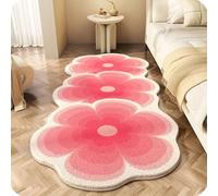 GodbTG Soft Irregular Flower Pattern Area Rug, Plush Floral Cartoon Rug with Wavy Edge, Non-Slip Washable Floor Mat for Bedroom, Living Room (#4,50 * 80cm)