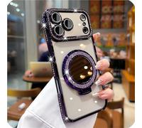 GodbTG Sparkling Diamond Women's Phone Case with Mirror & Stand for iPhone 12/13/14/15/16/17 Pro Max,17Air (17,#12)