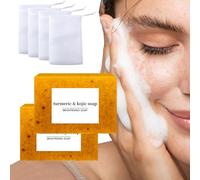 GodbTG Turmeric Kojic Acid Cleansing Soap, Kojic Acid And Turmeric Soap, Lemon Turmeric Kojic Acid Soap, Turmeric And Kojic Acid Soap, Lemon Turmeric Kojic Soap with 2/4 Bubble Nets (2 PCS)