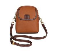 GodbTG Women's Vintage Leather Crossbody Bag - Small Messenger Purse with RFID Blocker & Double-Layer Zippe, Soft Shoulder Bag (Brown)