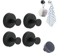 Godemmio Luxehold Ganci senza trapano, ganci Luxegrip senza trapano, ganci senza trapano, ganci Luxehold, ganci adesivi in acciaio inossidabile 304, ganci a ventosa per doccia, bagno (nero, 4 pezzi)