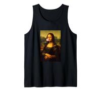 Godere di Indossare Sarcastico Francese Monna Lisa Masticare Bubble Gomma Divertente Canotta
