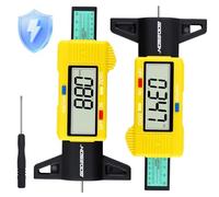 GODESON 2 Pezzi Spessimetro Pneumatici Digitale, Misuratore Profondità Battistrada 0-25,4 MM/1 Pollice, Strumento di Misurazione Pneumatici per Auto, Camion e Moto (Giallo)