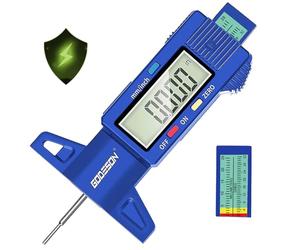 GODESON Blu Digitale spessimetro pneumatici Gauge, 0-25.4 Mm Pollici Pneumatico Guage Digitale con grande display LCD e blu Misuratore Profondità Battistrada Strumento di misura per auto, camion, moto