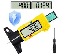 GODESON Misuratore Profondità Battistrada Digitale, Spessimetro Pneumatici con Ampio Schermo LCD, 0-25,4 MM/1 Pollice, Modalità Risparmio Energetico, Strumento per Auto, Camion e Moto (Giallo)