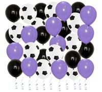 GODFATHER - Palloncini a tinta unita e stampa a tema calcio, 30 cm, per feste di compleanno per bambini, feste di compleanno e mondiali (viola nero 03, confezione da 50)