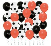 GODFATHER - Palloncini a tinta unita e stampa a tema calcio, 30 cm, per feste di compleanno per bambini, decorazione a tema coppa del mondo (arancione nero 06, confezione da 30)