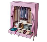 GODFSAHG Appendiabiti resistente appendiabiti con copertura autoportante in metallo appendiabiti portatile armadio armadio con 2 aste per appendere e 3 cassetti per camera da letto (colore: rosa