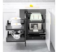 GODFSAHG Armadietto da cucina ad angolo cieco, resistente, organizer estraibile con 4 cestelli, ripiano a scorrimento completo e scolapiatti per casa, cucina, bagno