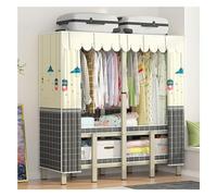 GODFSAHG Armadio portatile armadio con copertura per camera da letto appendiabiti pieghevole in metallo con 4 ripiani e 2 aste per appendere vestiti (colore: beige 3, dimensioni: 145 x 50 x 170 cm)