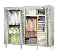 GODFSAHG Armadio portatile da 167 cm per appendere vestiti autoportante in metallo appendiabiti organizer con copertura in tessuto per camera da letto (colore: verde chiaro A, dimensioni: 210 x 45 x