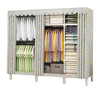 GODFSAHG Armadio portatile da 167 cm per appendere vestiti autoportante in metallo appendiabiti organizer con copertura in tessuto per camera da letto (colore: verde chiaro, dimensioni: 210 x 45 x 170