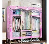 GODFSAHG Armadio portatile in tela per armadio, organizer con 3 aste appendiabiti, 5 ripiani per camera da letto e soggiorno, facile da installare, D