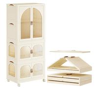 GODFSAHG Armadio portatile per appendere vestiti, armadio pieghevole, armadio camera da letto con ante e ruote, armadio organizer in plastica con asta per appendere