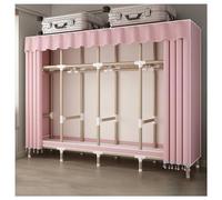 GODFSAHG Armadio portatile per appendere vestiti con 4 aste appese e 4 ripiani portaoggetti copertura in tessuto appendiabiti per camera da letto (colore: rosa, dimensioni: 190 x 50 x 180 cm)
