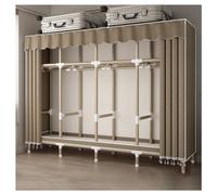 GODFSAHG Armadio portatile per appendere vestiti con 4 aste appese e 4 ripiani portaoggetti copertura in tessuto appendiabiti per camera da letto (colore: marrone, dimensioni: 215 x 50 x 180 cm)