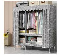 GODFSAHG Armadio portatile per camera da letto armadio con copertura in tessuto non tessuto, 2 ripiani organizer portaoggetti, 2 aste per appendere i vestiti, facile da montare (colore: D, dimensioni