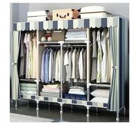 GODFSAHG Armadio portatile per camera da letto con copertura in tessuto non tessuto, 3 ripiani organizer portaoggetti 4 aste appese per appendere vestiti, facile da montare (colore: beige, dimensioni