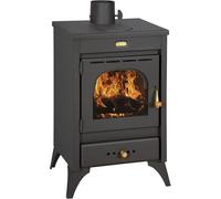 GODINO Stufa a Legna in Acciaio e Ghisa Potenza 9,5 kW Volume Riscaldabile 220 m3 colore Nero Opaco - Kir