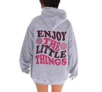 Goditi le piccole cose con cappuccio felpe con cappuccio per le donne carino grafica università vestiti con cappuccio autunno allentato alla moda lettera abiti casual vestibilità ampia tinta unita