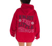Goditi le piccole cose con cappuccio felpe con cappuccio per le donne carino grafica università vestiti con cappuccio autunno allentato alla moda lettera abiti casual vestibilità ampia tinta unita