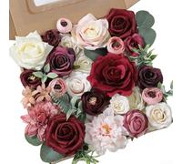 Goditi ogni momento con il nostro set di decorazioni floreali in seta fai da te, perfetto per occasioni speciali (vino rosso)