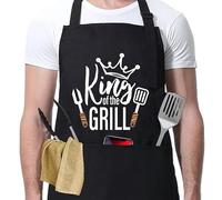 Godneei Grembiule Cucina Nero, Grembiule 80x60cm, Grembiule Masterchef Personalizzato, Regolabile per Cucina e Barbecue