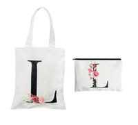 Godneei Tote bag, borsa tote in cotone personalizzata con iniziali, borsa shopper alla moda per donne, borsa di tela per amiche, mamme, sorelle, Come mostrato nell'immagine, 40x35 cm