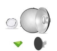 Godox 16.5inch/42cm Silver Beauty Dish Bowens Mount Reflector w/Honeycomb and White Diffuser, Light Modifier for Bowens Mount Studio Strobe Flash Monolight