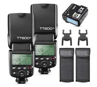 Godox 2-Pack TT600 Flash con X2T-C HSS 2.4G Wireless Master/Slaver Flash Speedlite & Receiver Godox X2T-C Remote Trigger Transmitter Kit Built-in X System Compatible for Canon Cameras