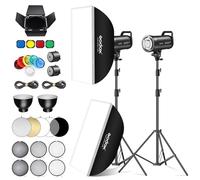 Godox 2Pack SK400IIIV 400Ws Kit Luce LED Video 5700±200K Set Luce Continua con Treppiede,Softbox con Griglia Riflettore Standard Bowens Mount per Studio Riprese Video Livestreaming, Podcast (2 Pz)
