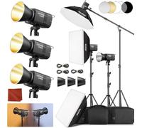 Godox 3-Pack Litemons LE300Bi LE300 Bi Luce Continua a LED 320W 2800K~6500K | Controllo Bluetooth, 11 effetti FX,TLCI/CRI≈98, 58900 Lux/1 m,Attacco Bowens Videolight per Vlog,YouTube,Fotografia (nero)