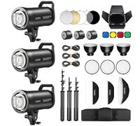 Godox 3Pack SK400IIIV 400Ws Kit Luce LED Video 5700±200K Set Luce Continua con Treppiede,Softbox con Griglia Riflettore Standard Bowens Mount per Studio Riprese Video Livestreaming, Podcast (3 Pz)