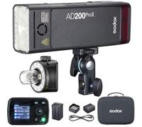 Godox AD200 Pro II Pocket Flash,testa flash aggiornata con lampada di modellazione,indicatore colore e schermo,200Ws 2.4G TTL Speedlite Strobe flash esterno,1/8000 HSS Monolight con batteria al litio