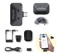 GODOX Alink Kit1 Microfono da bavero per fotocamere e telefoni, Microfono con connessione Hot Shoe digitale, Audio ad alta risoluzione 48kHz/24bit, Sistema audio senza cavi, Portata remota di 300m