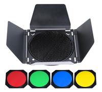 Godox Barndoor quattro alette con griglia e gelatine colorate per parabola da 7" 18cm