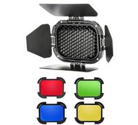 Godox BD-07 II Barn Door compatibile con Godox AD200Pro II Pocket Speedlite Flash Head, con griglia staccabile a nido d'ape e 4 filtri colorati