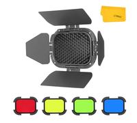 GODOX BD-07 II Barn Door con griglia a nido d'ape e 4 filtri gel colorati (giallo, verde, rosso, blu) per Godox AD200Pro II Flash Speedlite Accessori