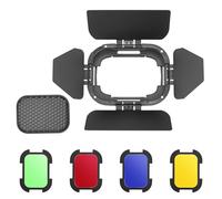 Godox BD-07 II Barndoor Kit per Godox AD200Pro II Flash Head H200II con griglia a nido d'ape staccabile e 4 filtri colorati (rosso, giallo, blu, verde), compatibile con AD200ProII Monolight Strobe