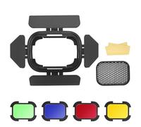 Godox BD-07 II Porta del Fienile Barn Door in Metallo e Griglia a Nido D'ape e Set di Filtri Gel a 4 Colori per 7 Riflettori Standard con Attacco Bowens per Luce Video LED GODOX AD200PRO II