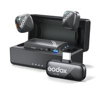 GODOX Cube-C Combo Kit2 Microfono Lavalier Wireless per Fotocamera/iPhone/Android Portata 300m,48KHz 24Bit,Cancellazione del Rumore,Durata Batteria 10H,Microfono Wireless perVlogging,TikTok,Intervista
