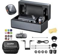 GODOX Cube-C Combo Kit2 Sistema Microfonico Wireless 2.4GHz,Della Batteria 40Ore,Audio Alta Risoluzione 48kHz/24bit,Trasmissione 300M,Compatibile con Fotocamere,Telefoni Cellulari,Tablet,Computer
