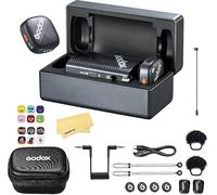 GODOX Cube-C Kit2 Sistema Microfonico Wireless 2.4 GHz,Durata Della Batteria 40Ore,Audio Alta Risoluzione 48kHz/24bit,Trasmissione 300M,Compatibile con Fotocamere,Telefoni Cellulari,Tablet,Computer