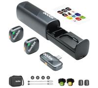 GODOX Cube-SC Kit2 Microfono Lavalier senza fili per iPhone 15 e Android,USB C,8H durata della batteria, 2.4G Wireless Mic, 300m (1000ft), Cancellazione del rumore con custodia di ricarica per Vloging