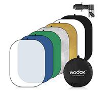 Godox Diffusore riflettore, 7 in 1, portatile, pieghevole, ovale, con clip di supporto e borsa per riprese in studio, bianco, blu, verde, oro, nero, 100 x 150 cm, 100 x 150 cm, colore: bianco